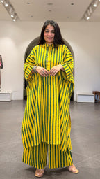 Joe Ajrakh Cotton Kaftan Co-ord - Yellow/Green