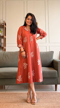 Julian Cotton Midi Dress - Rust