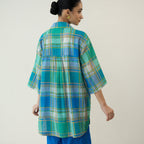 Zoya Blue Plaid Cotton Co-ord Set with Embroidered Palazzo