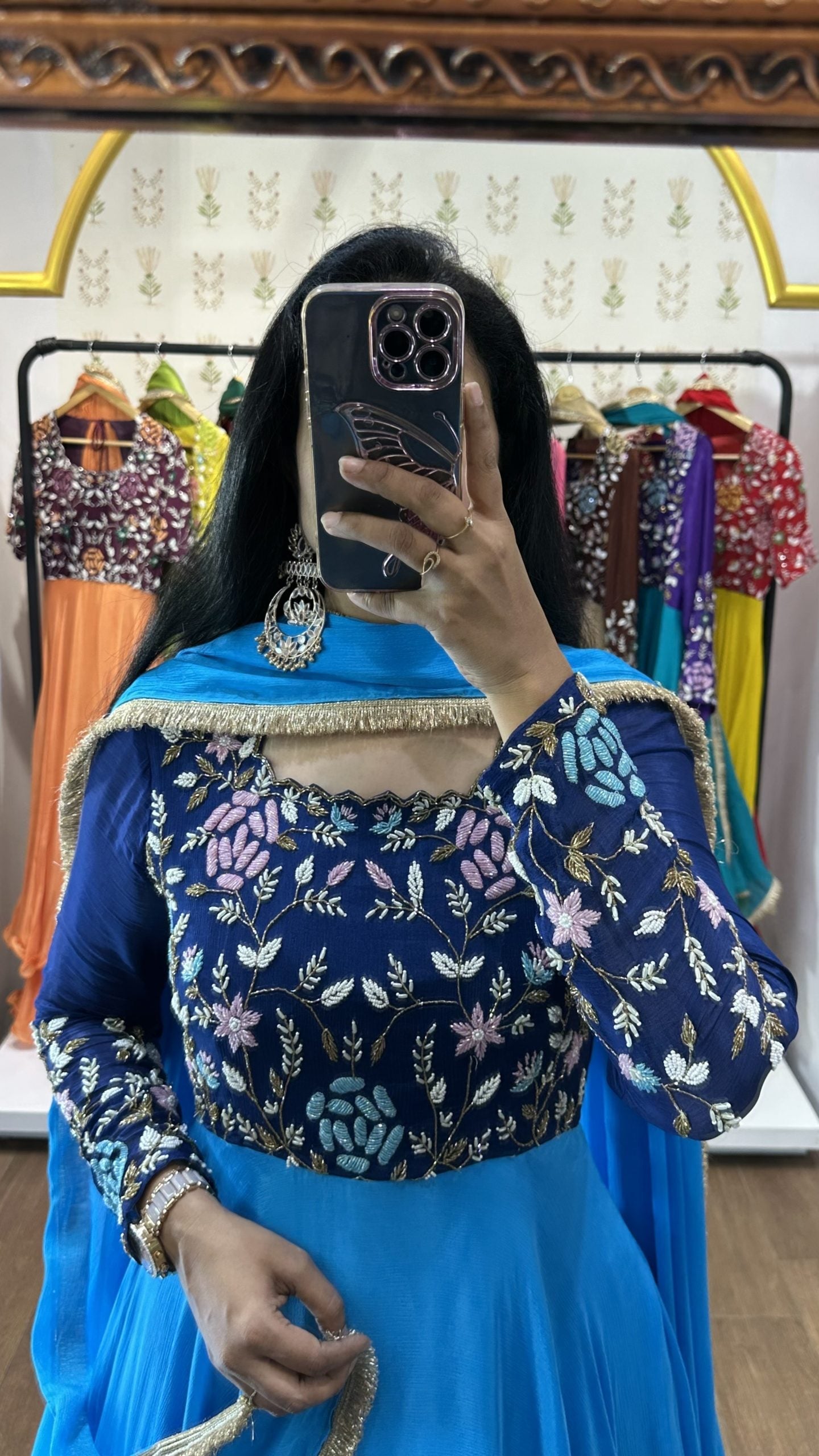 Qirat Royal Blue Sky Blue Suit Set