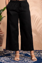 Black Embroidered Straight Co-ord Set
