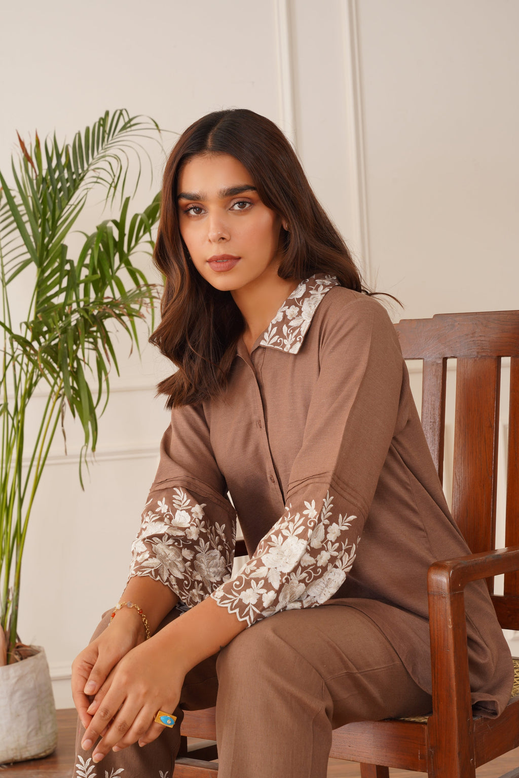 Blossom Brown Embroidered Co-ord Set
