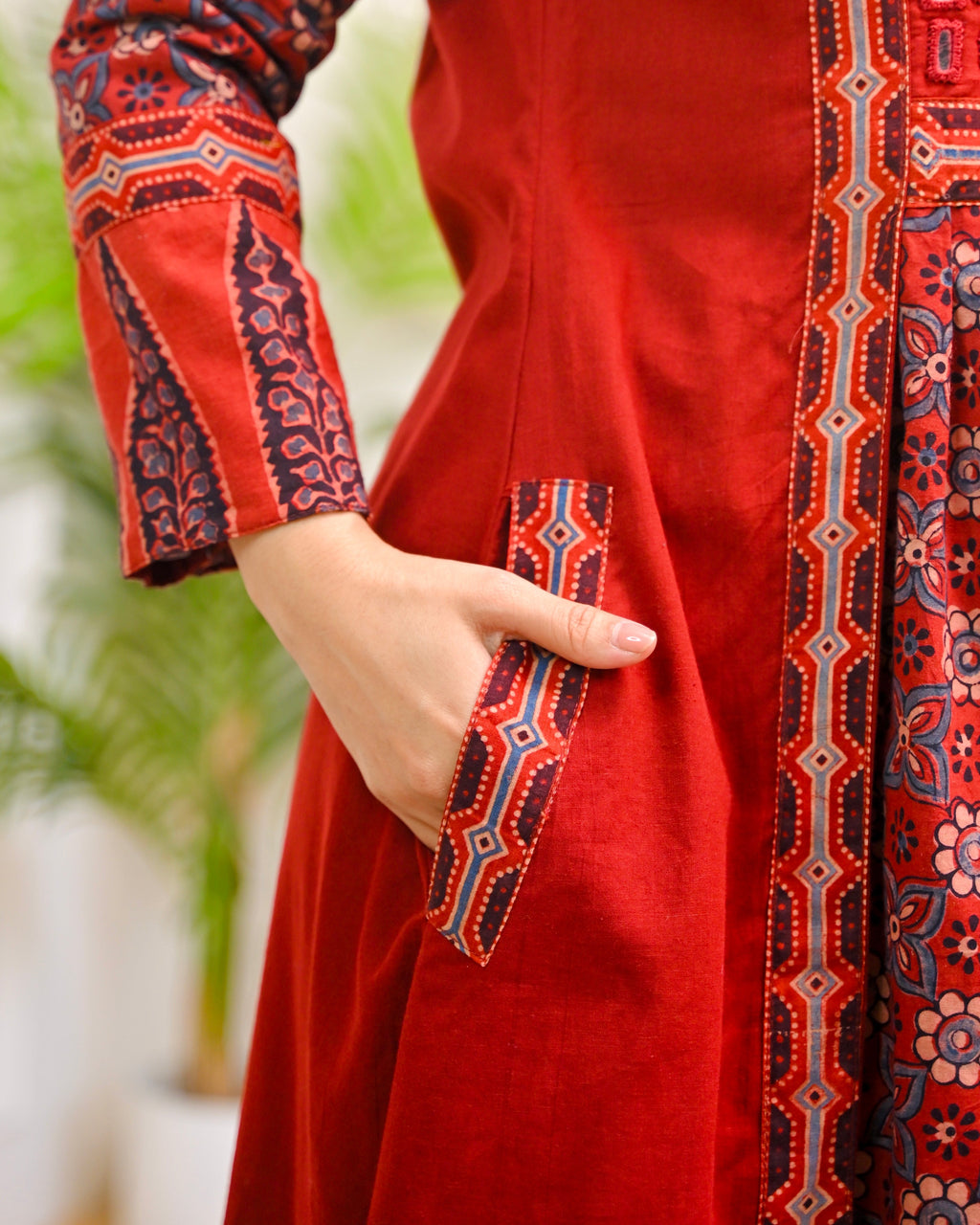 Ruby Saaj Ajrakh Mirrorwork Cotton Kurta Dress