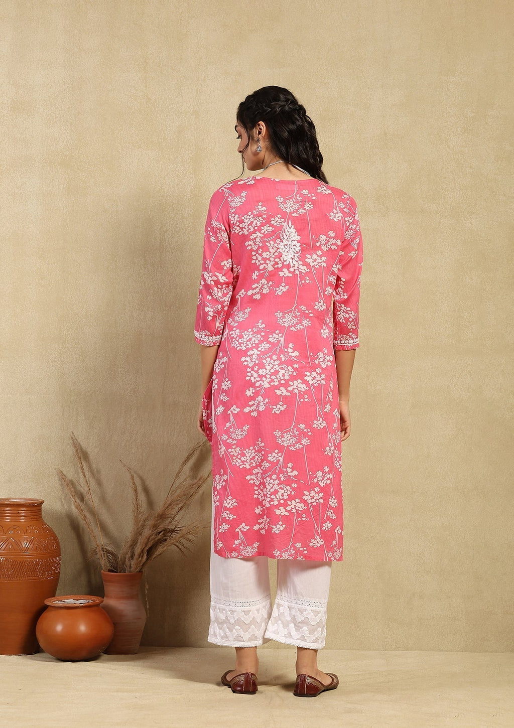 Kiara Pink Mulmul Printed Kurta