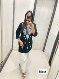 Kiara Black Chikan Cotton Top