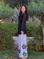 Black Hibiscus Embroidered Co-ord Set