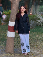 Black Hibiscus Embroidered Co-ord Set