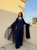 Tanvi Navy Blue Embellished Kurta Set