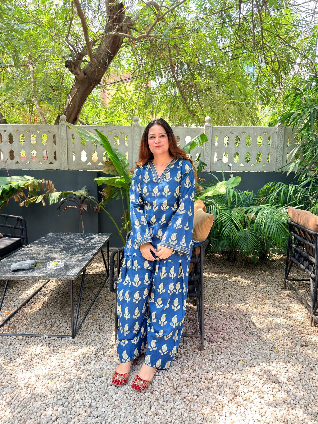 Blue Printed Farshi Salwar Set