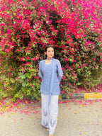 Powder Blue Butterfly Embroidered 3-Piece Set