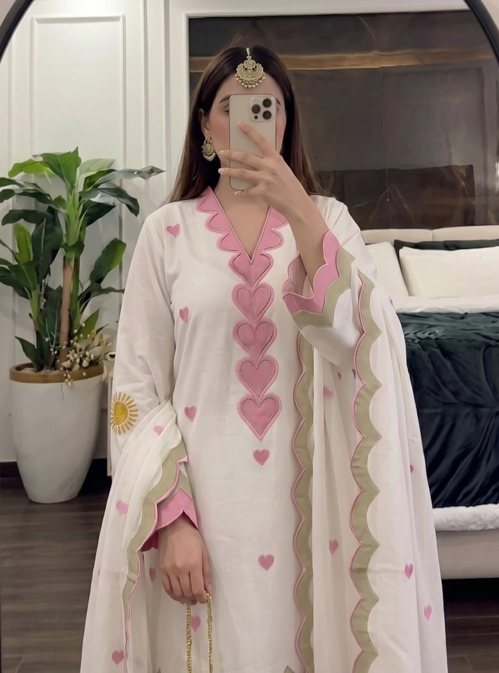 Kiara Blush Heart Scallop Embroidered Suit Set
