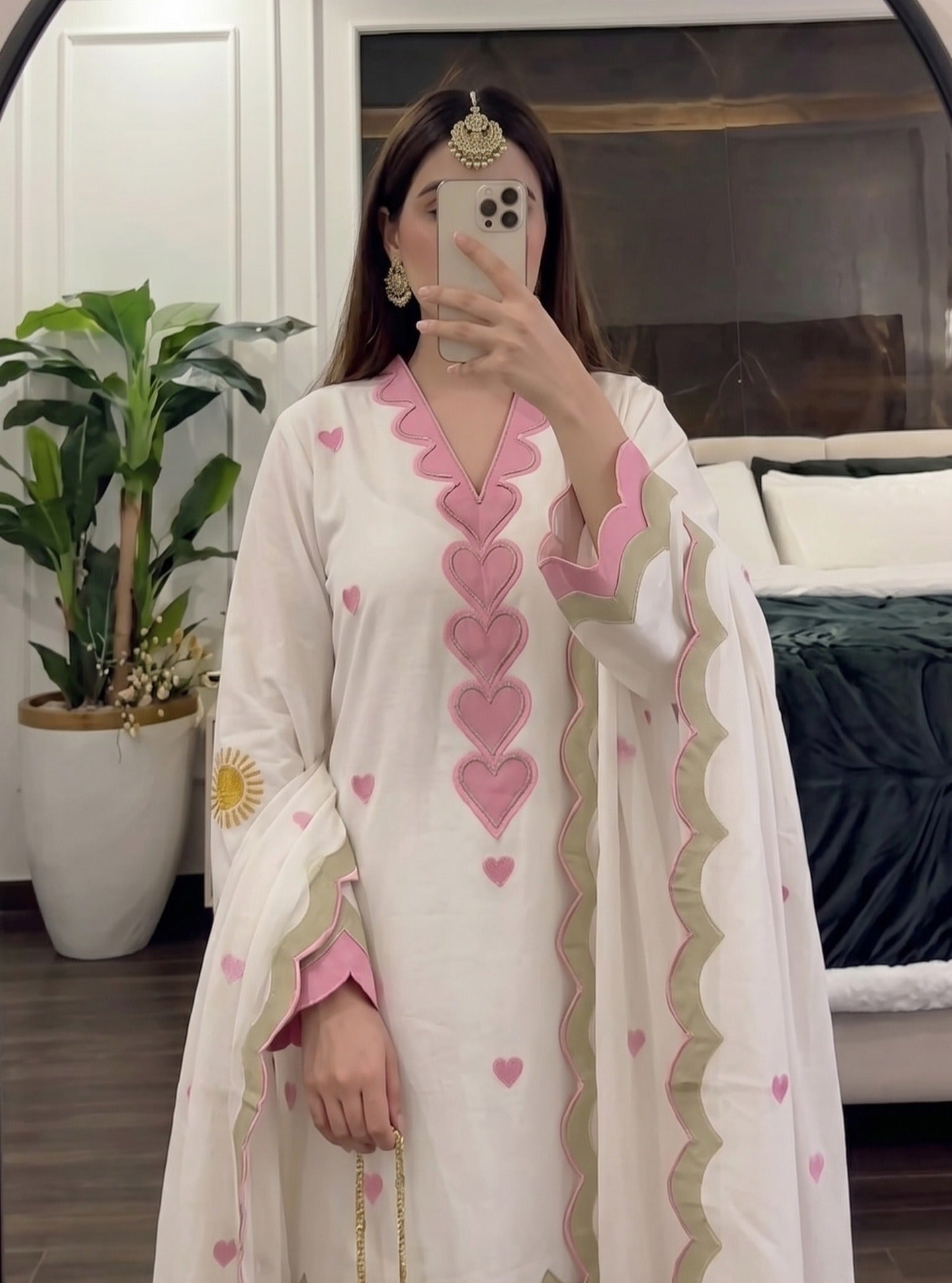 Kiara Blush Heart Scallop Embroidered Suit Set