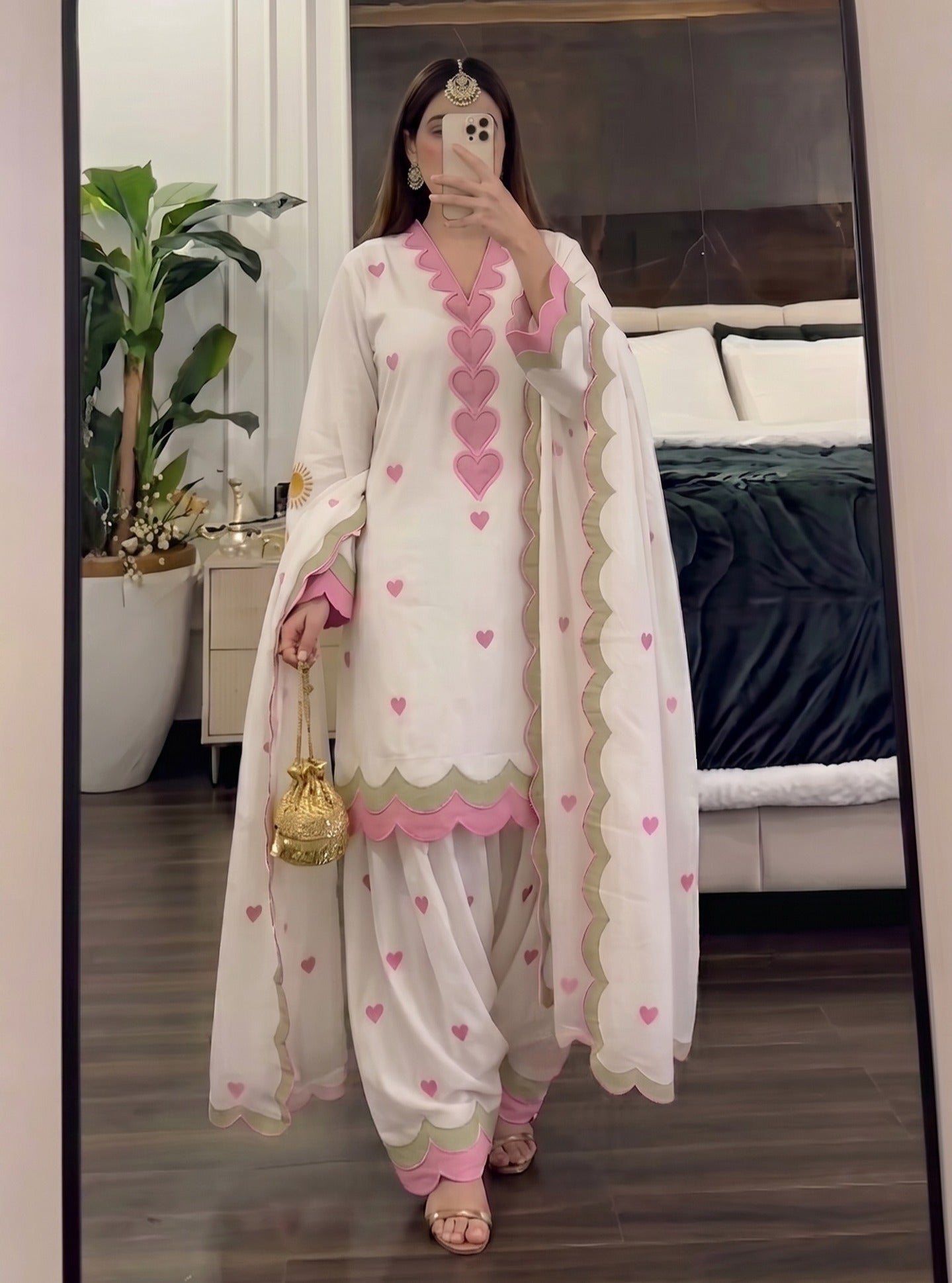 Kiara Blush Heart Scallop Embroidered Suit Set