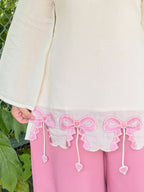 Alara Pink Bow Embroidered Kurta Palazzo Set