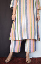 Multicolour Striped Linen Co-Ord Set