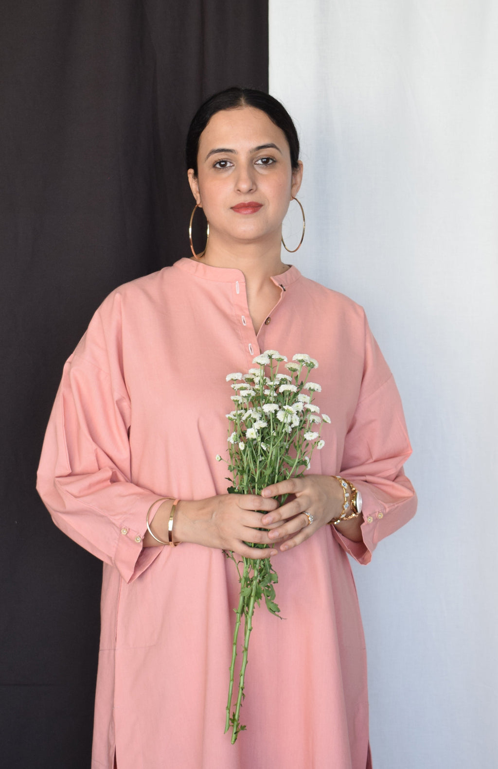 Coffee Pink Antifit Kurta with Placket