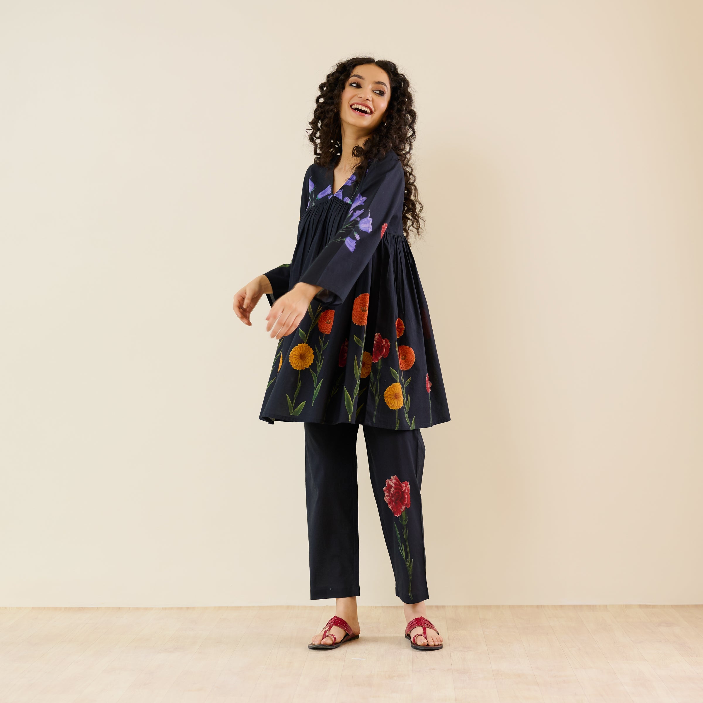 At The Florist's Cotton Co-ord Set - Black