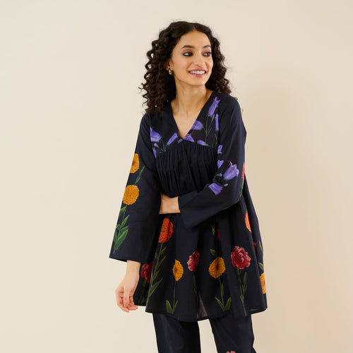 At The Florist's Cotton Co-ord Set - Black