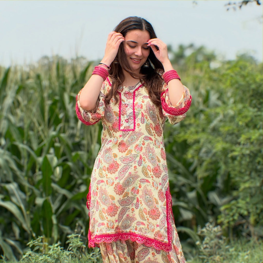 Aarini Floral Print Kurta Sharara Set