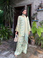 Zoyaana Blue Floral Printed Sharara Suit Set