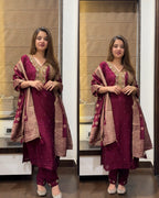 Vihana Premium Dola Silk Handwork Suit Set