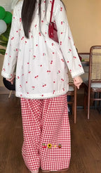 Rivika Cherry Print Kurta with Gingham Salwar Set