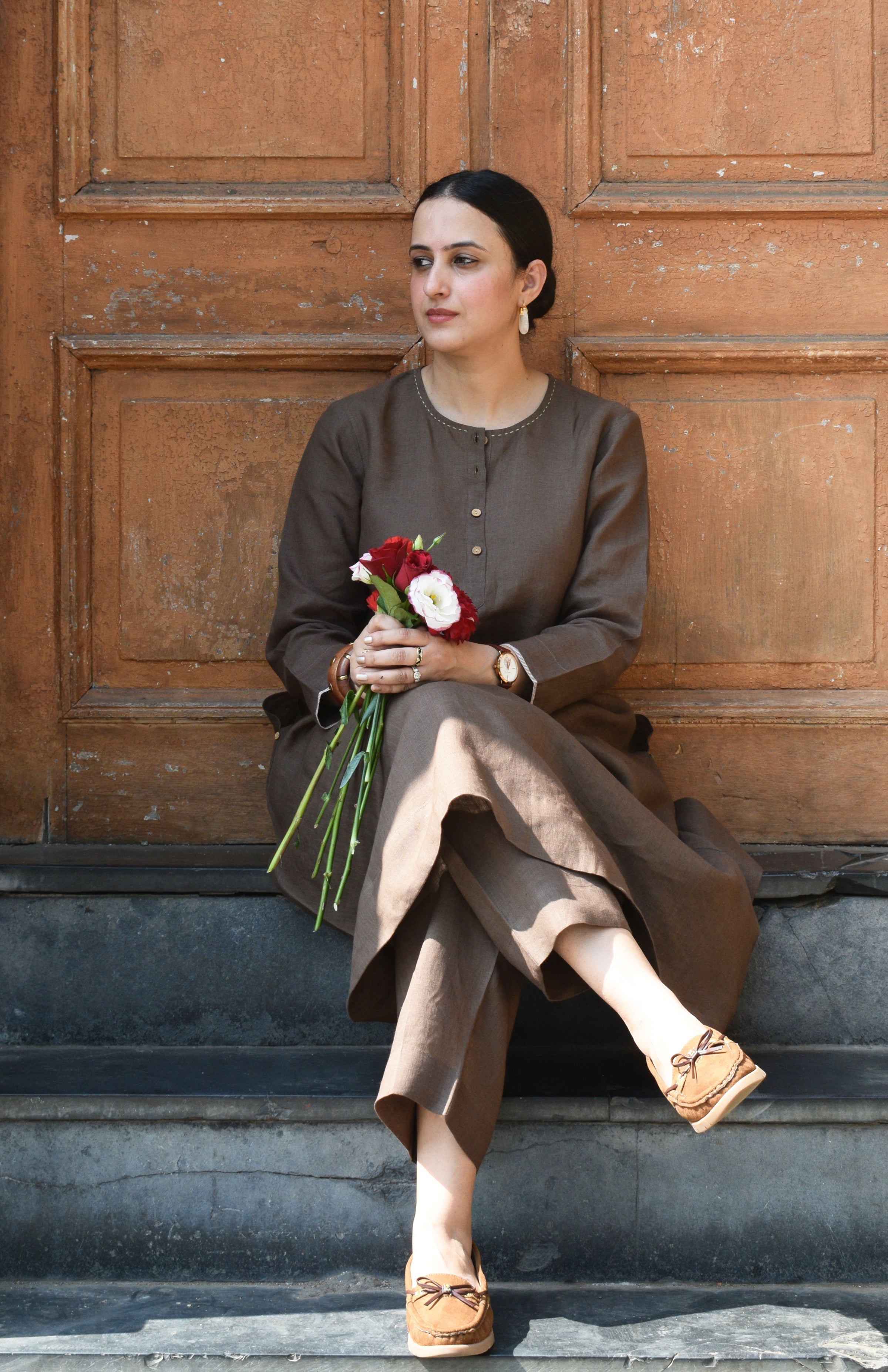 Walnut Brown Linen Co-ord Set